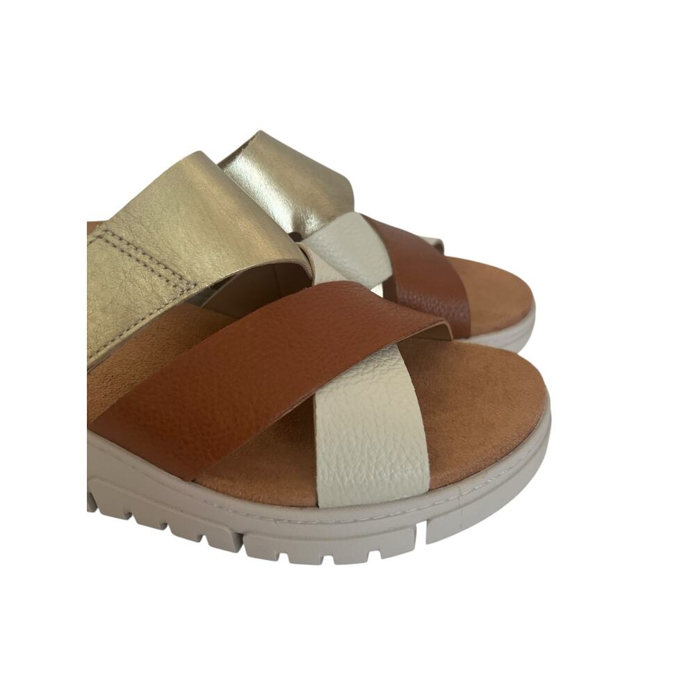 Vionic Uptown Sunset Sandal In Tan / Gold Metallic Leather Size 9 - Picture 8 of 13